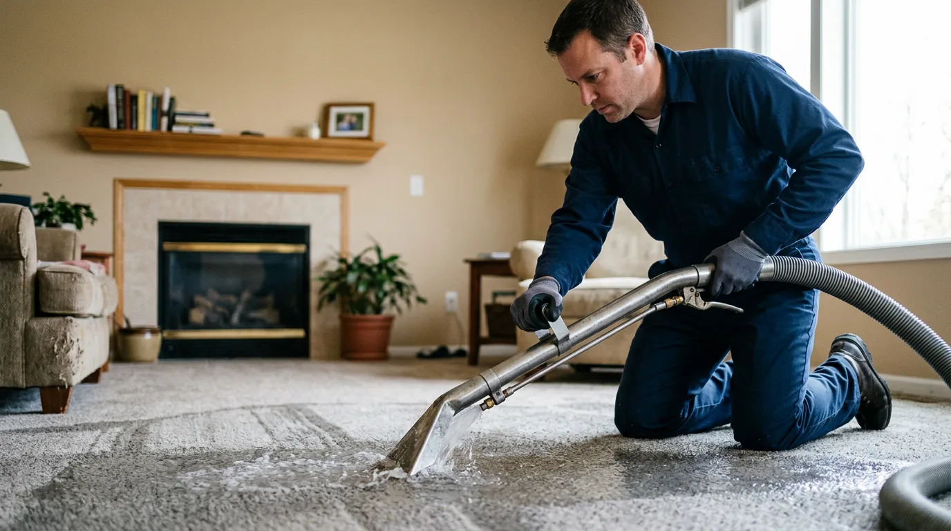 Water damage restoration technician working near Goldsmith, TX
